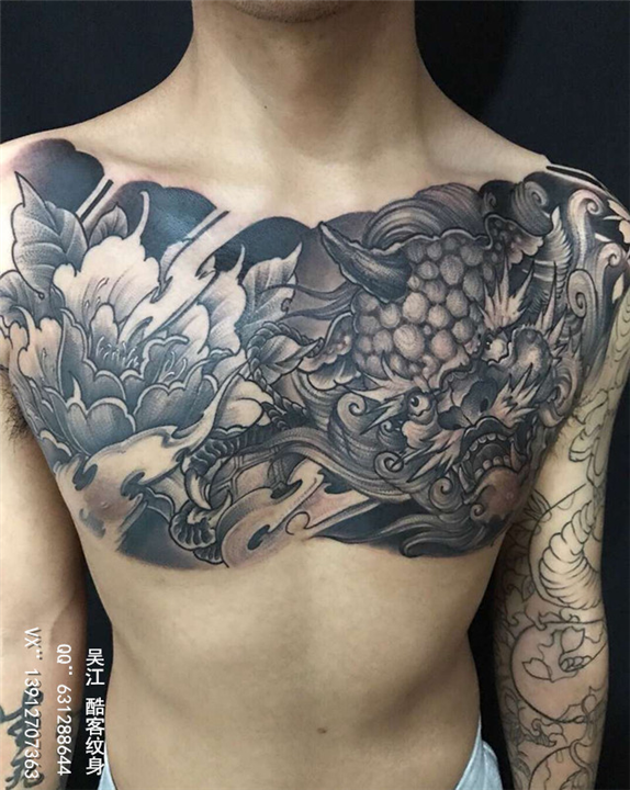 花臂半甲图案-吴江酷客纹身 