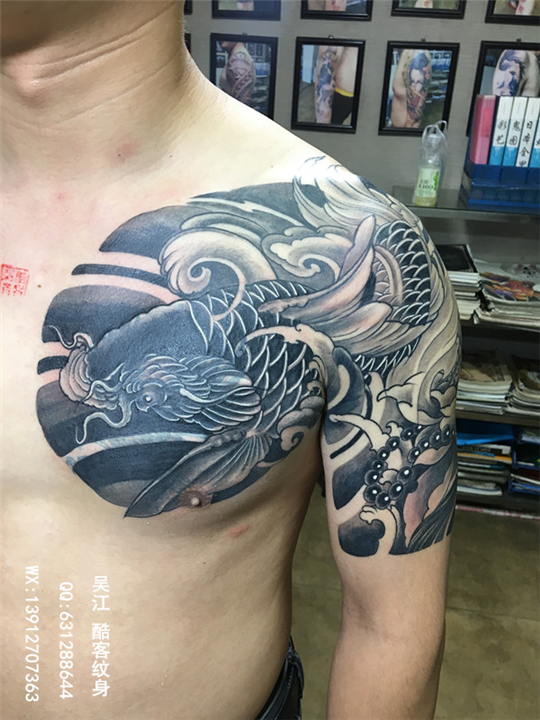 花臂半甲图案-吴江酷客纹身 