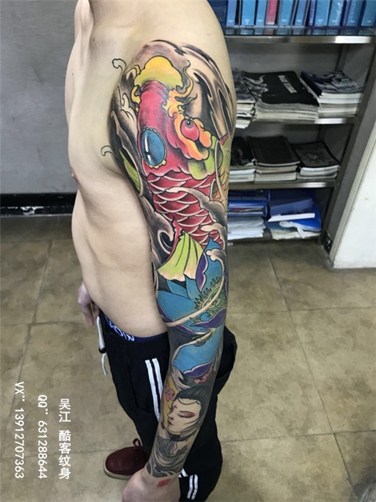 花臂半甲图案-吴江酷客纹身 