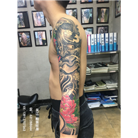 花臂半甲图案-吴江酷客纹身 