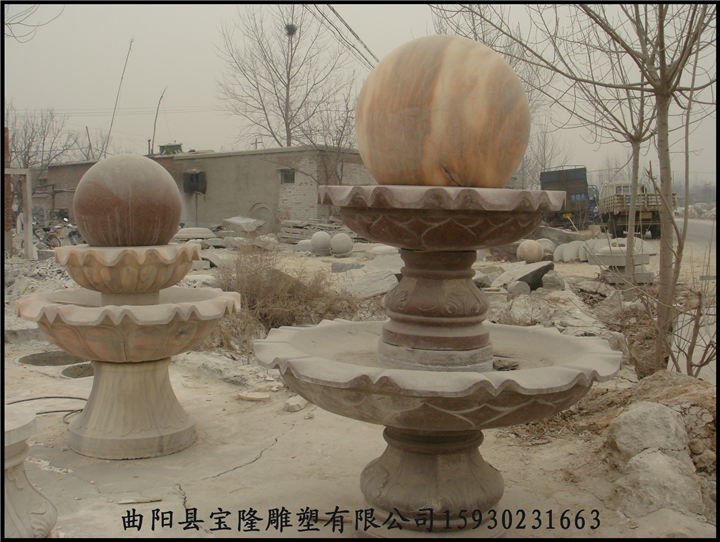 晚霞红雕刻喷泉石雕喷泉大理石流水喷泉壁泉