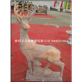 石雕鹿大理石雕刻鹿晚霞红小鹿石雕加工厂