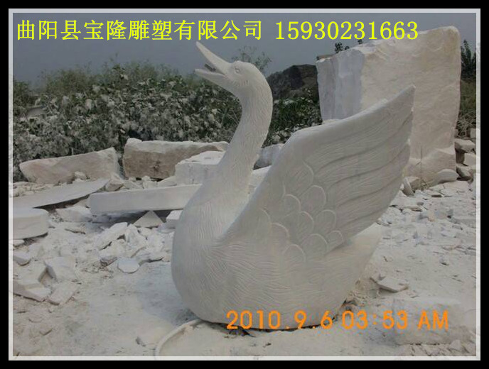 曲阳石雕厂家汉白玉石雕天鹅雕刻天鹅喷水 