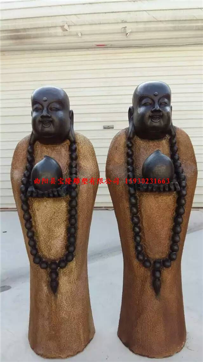仿古石雕佛像青石做旧笑和尚佛像古建筑装饰