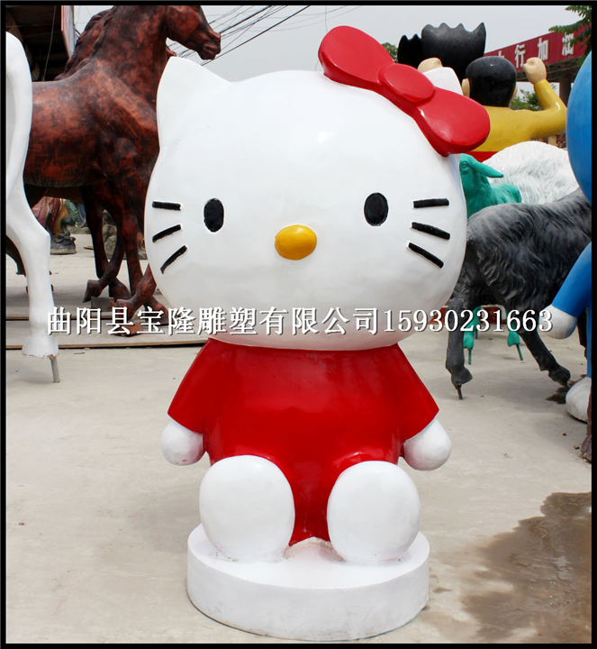 玻璃钢卡通雕塑kt猫雕塑卡通猫游乐场摆件