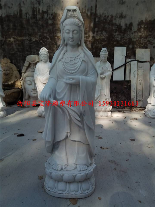 汉白玉滴水观音像石雕观音菩萨佛像寺院供奉