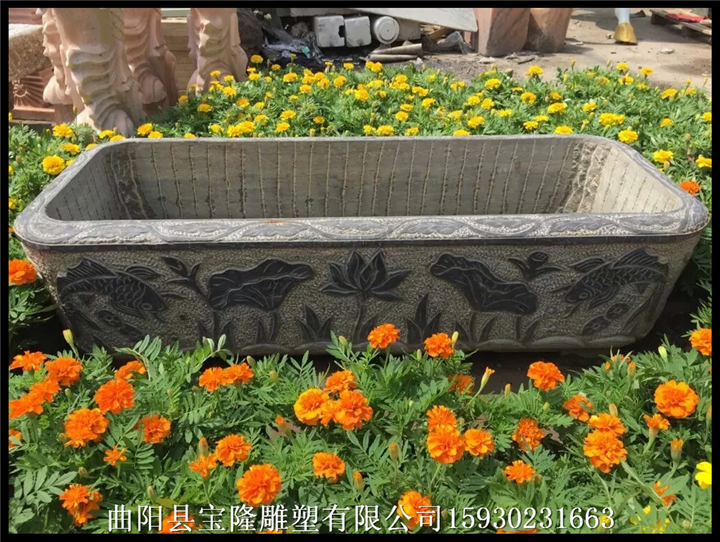 仿古鱼缸石雕鱼缸大理石养鱼池石头鱼缸花盆
