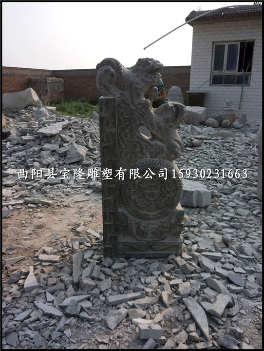 仿古做旧抱鼓石青石雕刻门墩兽头门墩石鼓