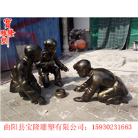 老北京文化童趣玩耍雕塑小孩斗蛐蛐人物雕塑