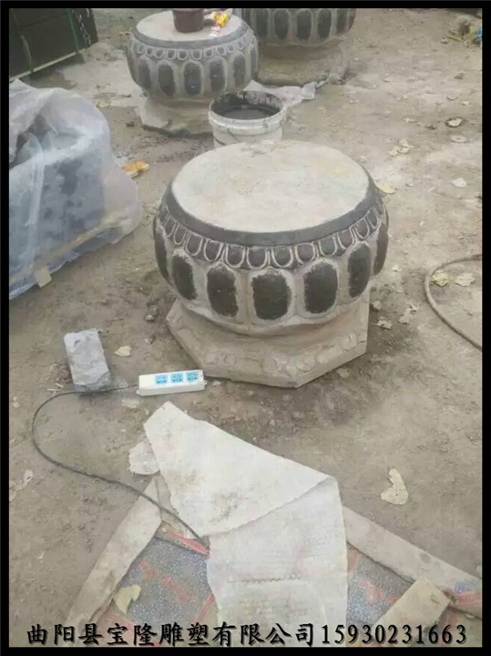 仿古石雕柱墩青石做旧石墩石头墩仿古柱墩