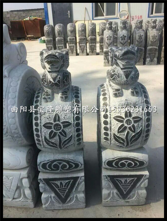 仿古麒麟门墩石雕石鼓仿古抱鼓石摆件