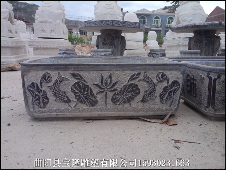 仿古石雕厂家石雕鱼缸荷花鱼缸石雕花盆