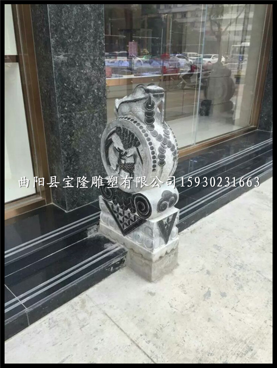 仿古金蝉门墩青石做旧抱鼓石狮子石鼓石雕
