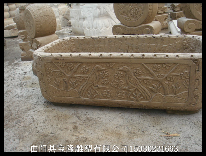 青石做旧鱼缸仿古石雕鱼缸仿古花盆石头鱼缸