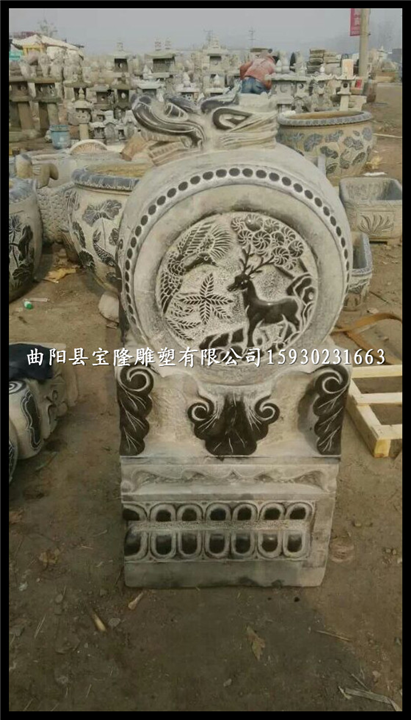 仿古门墩青石做旧兽头门墩狮子头石鼓门墩