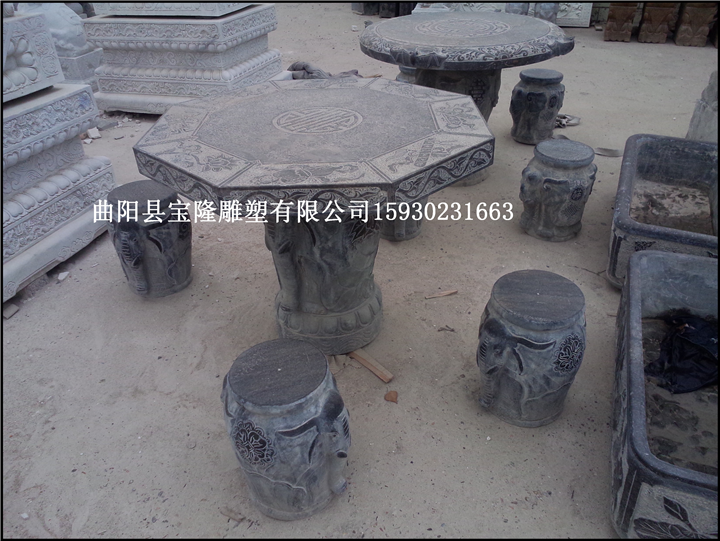 仿古石桌子青石做旧石雕桌子室内装饰摆件
