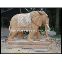 晚霞红石雕大象吉祥如意象公司门口招财摆件