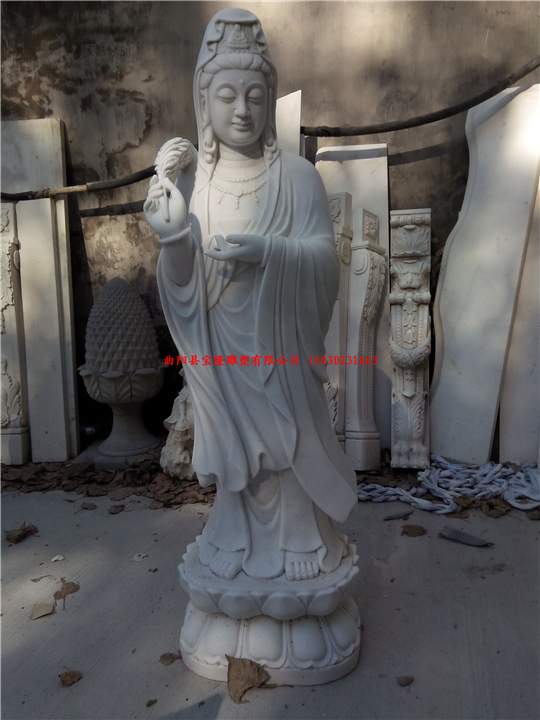 汉白玉石雕观音菩萨雕像寺院供奉石雕佛像