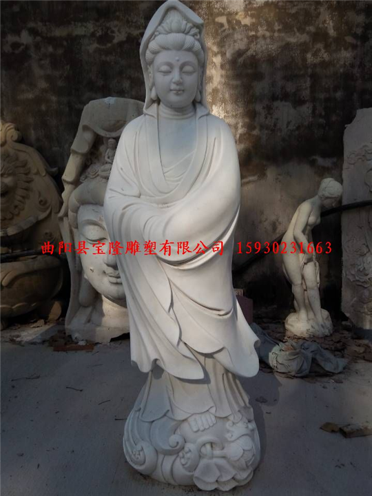 石雕观音像汉白玉佛像寺院祭祀供奉菩萨雕像