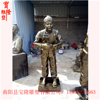 火锅店抱拳迎宾店小二人物雕塑仿铜雕塑