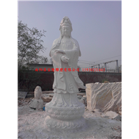 大型汉白玉滴水观音像石雕站观音石雕佛像