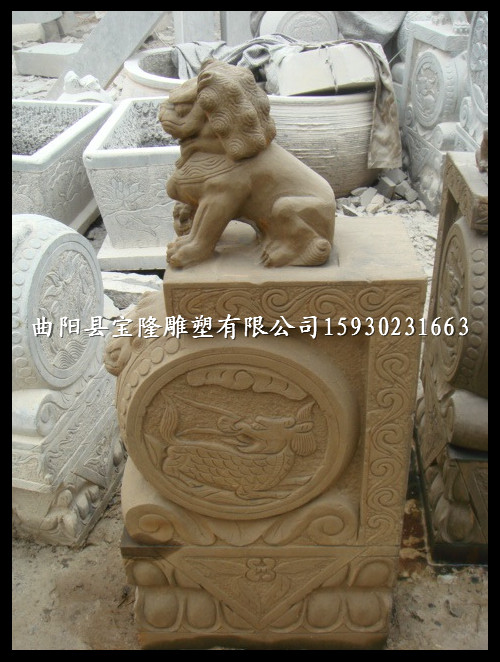 仿古狮子镇宅门墩青石做旧门墩石雕抱鼓石墩