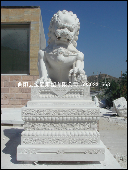 汉白玉石雕狮子天门狮子大理石雕刻狮子雕塑