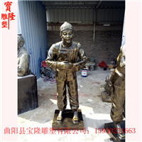 酒店餐馆门口迎宾店小二人物雕塑玻璃钢雕塑