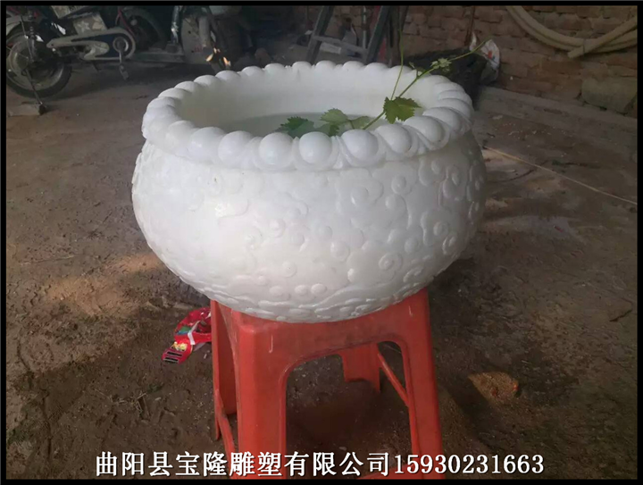 精品汉白玉鱼缸石雕鱼缸大理石鱼缸石头鱼缸