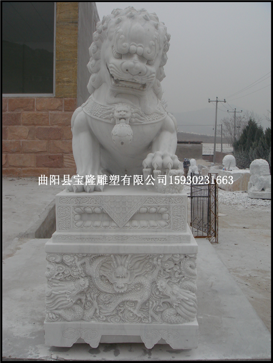 石雕狮子汉白玉天门狮子大理石辟邪狮子雕塑