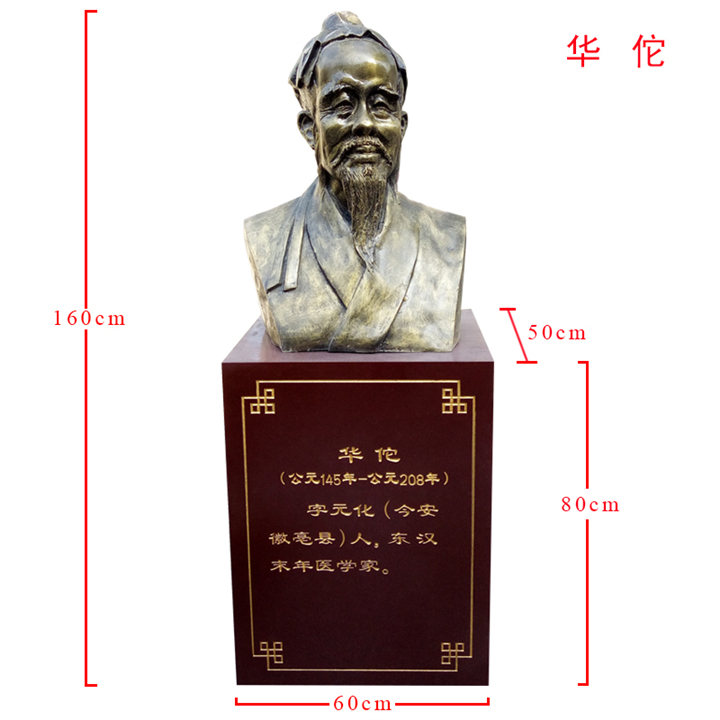 玻璃钢华佗半身像雕像 