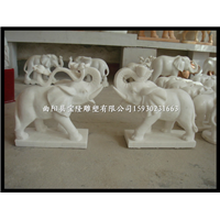汉白玉小象招财摆件石雕大象母子象