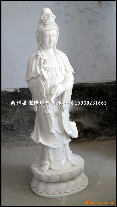 汉白玉观音像石雕观音像地方滴水观音像雕塑
