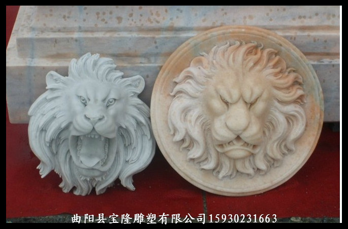 汉白玉石雕狮子头喷水狮子头挂件壁挂狮子头
