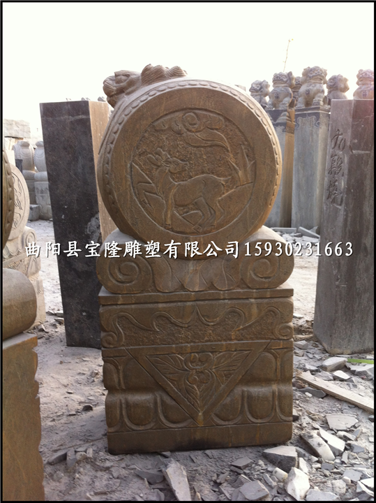 仿古石雕门墩青石做旧门墩石头门墩抱鼓石