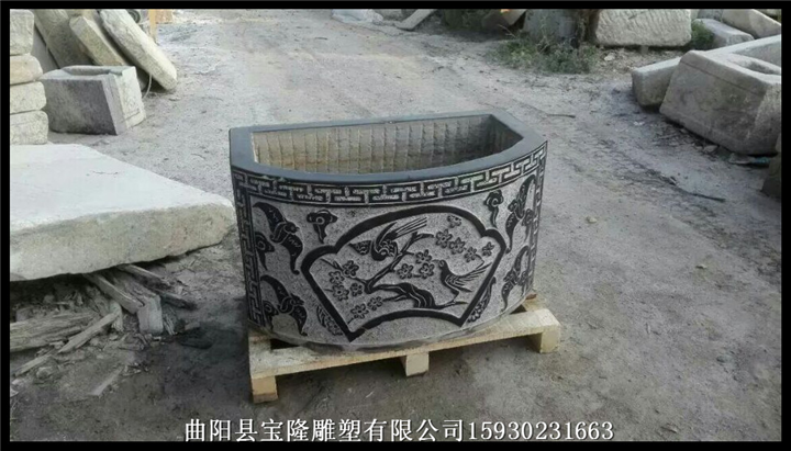 仿古石雕鱼缸仿古花盆青石做旧鱼缸石头花盆