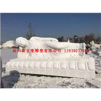 石雕卧佛雕像汉白玉释迦摩尼雕像庙宇摆件