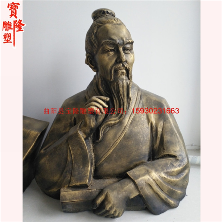 医圣张仲景雕像玻璃钢仿铜雕像中医馆摆件