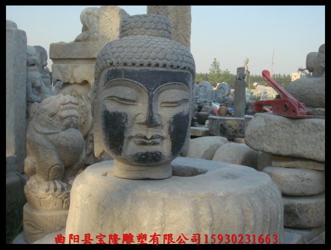 天然青石做旧佛头仿古石雕佛头石头雕刻佛头