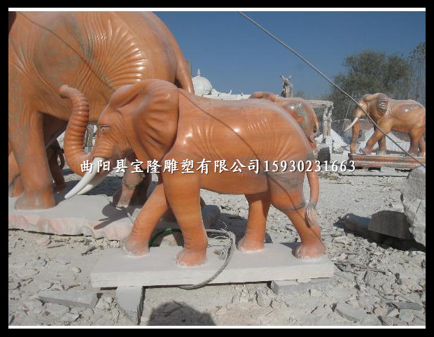 晚霞红石雕象招财象镇宅大象门口摆件