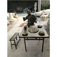 火锅人物雕塑玻璃钢仿铜老北京文化雕塑小品 
