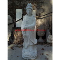 汉白玉滴水观音佛像寺院供奉石雕三面观音雕像