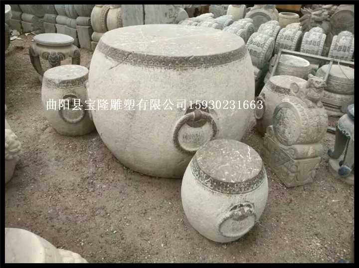 仿古石桌石凳圆形桌子青石雕刻石桌子