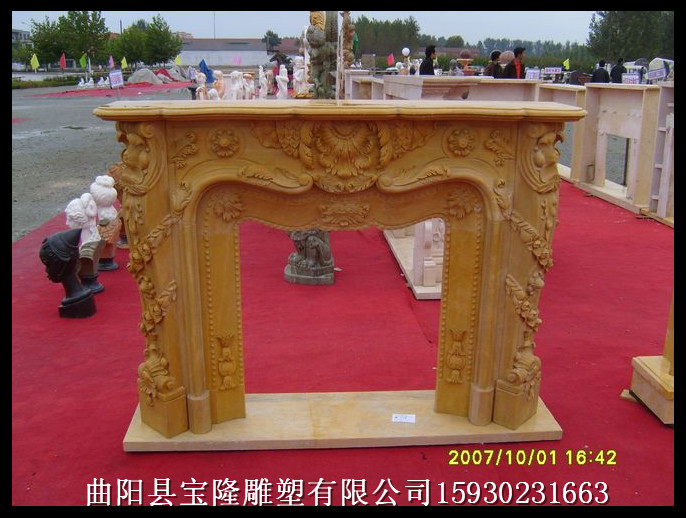 厂家直销米黄雕花壁炉石雕壁炉雕刻壁炉