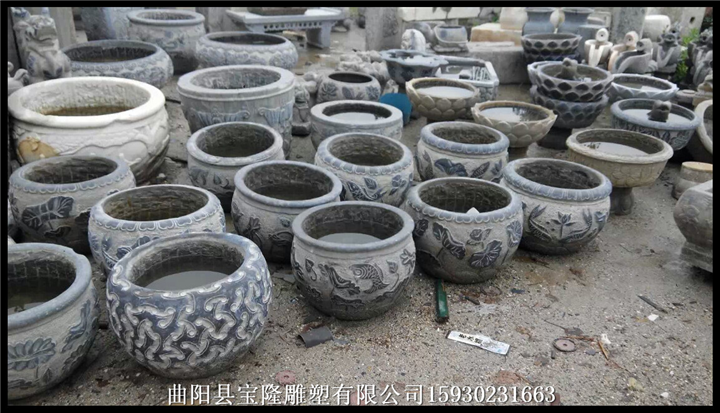 青石做旧鱼缸仿古石雕鱼缸仿古花盆雕刻鱼缸花盆