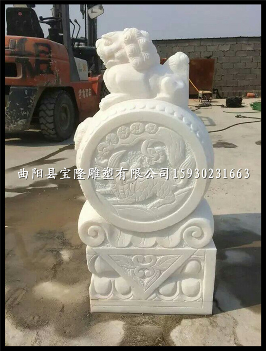 汉白玉门墩狮子门墩石雕门墩门口招财摆件