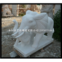 汉白玉石雕母子象门口招财摆件石雕小象