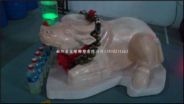 晚霞红石雕卧牛石雕牛石头雕刻牛十二生肖牛
