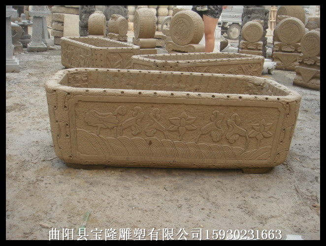 仿古石雕鱼缸石头鱼缸青石鱼缸石雕花盆厂家