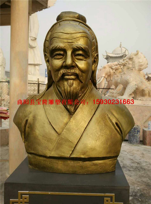 玻璃钢仿铜华佗雕塑古代名医半身雕像